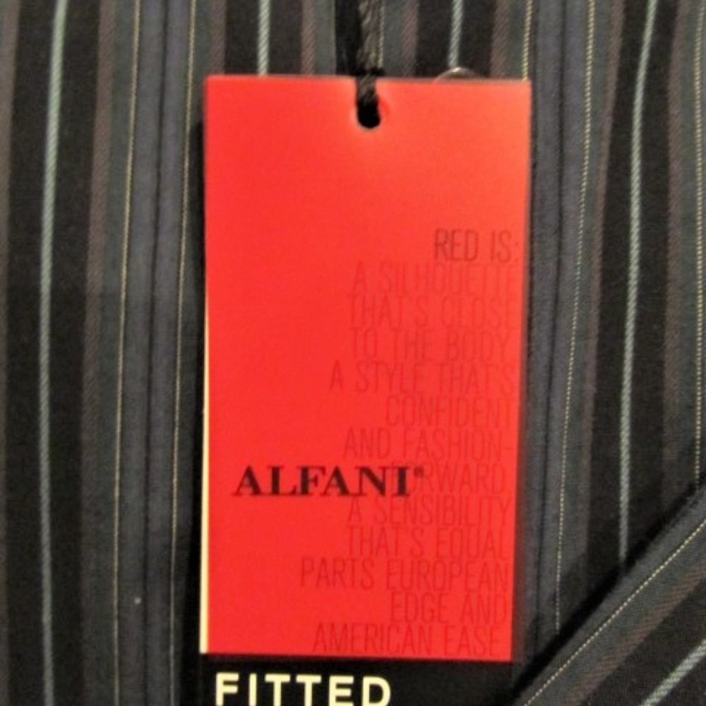 Mens Alfani button dwn Blue/Black Stripe Shirt NWT
